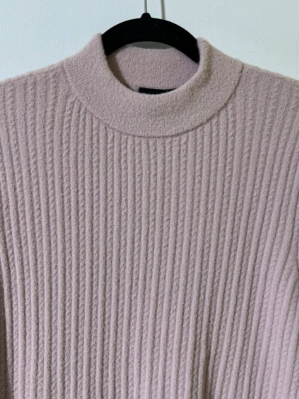 EXPRESS Cable Knit Mock Neck Cropped Sweater Light Pink - Picture 7 of 8